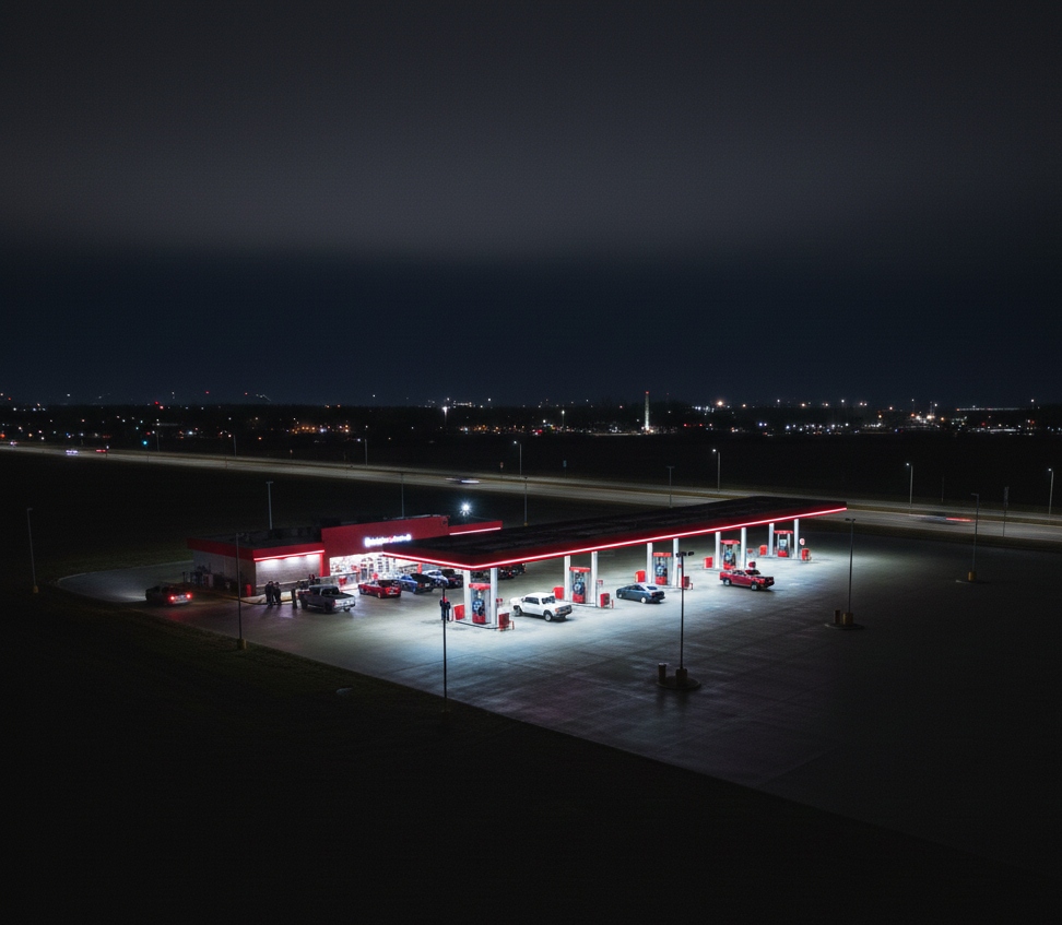 Stacja paliw nocą